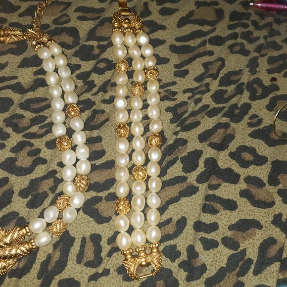 Vintage Mary McFadden 1988 gold plated necklace and bracelet - Picture 3 of 12